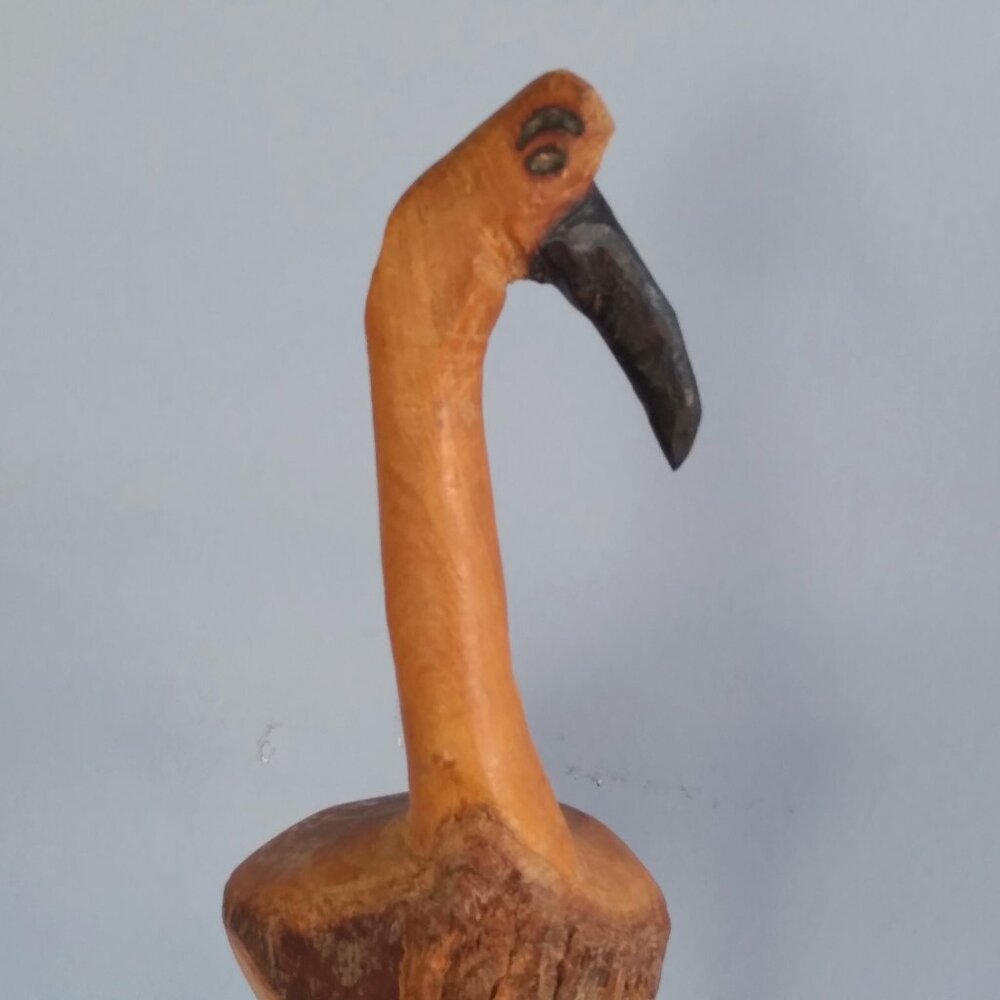 Pier 1 Natural hand carved wood heron sculpture-coastal,tiki,rustic, 14" tall - Picture 9 of 9